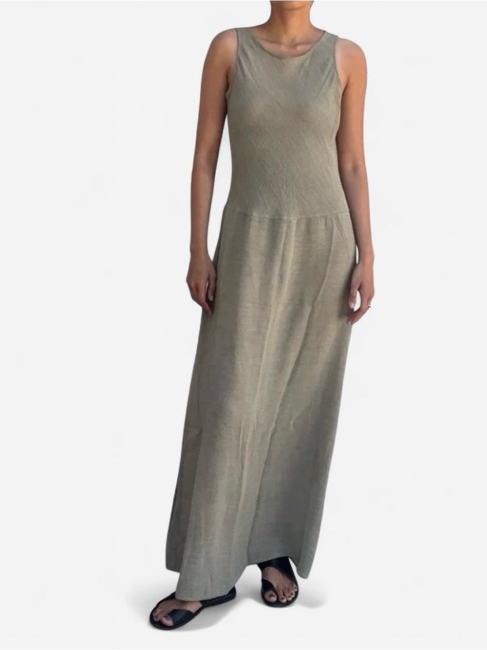 Effortless Linen Maxi Dress in Olive Green